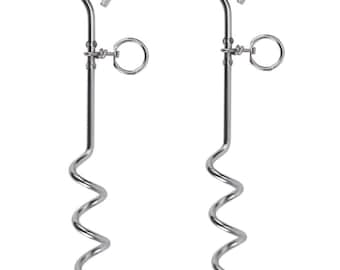 Heavy Duty Dog Stake (2 Pack): 16" Stainless Steel Spiral Ground Anchor