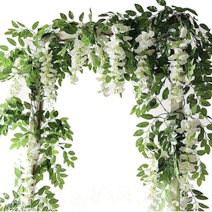 4 x 7 Feet Artificial Wisteria Vine Garland Plants Fake Flowers Hanging Garland Silk Flower for Wedding Decorations Home Garden Party Decor
