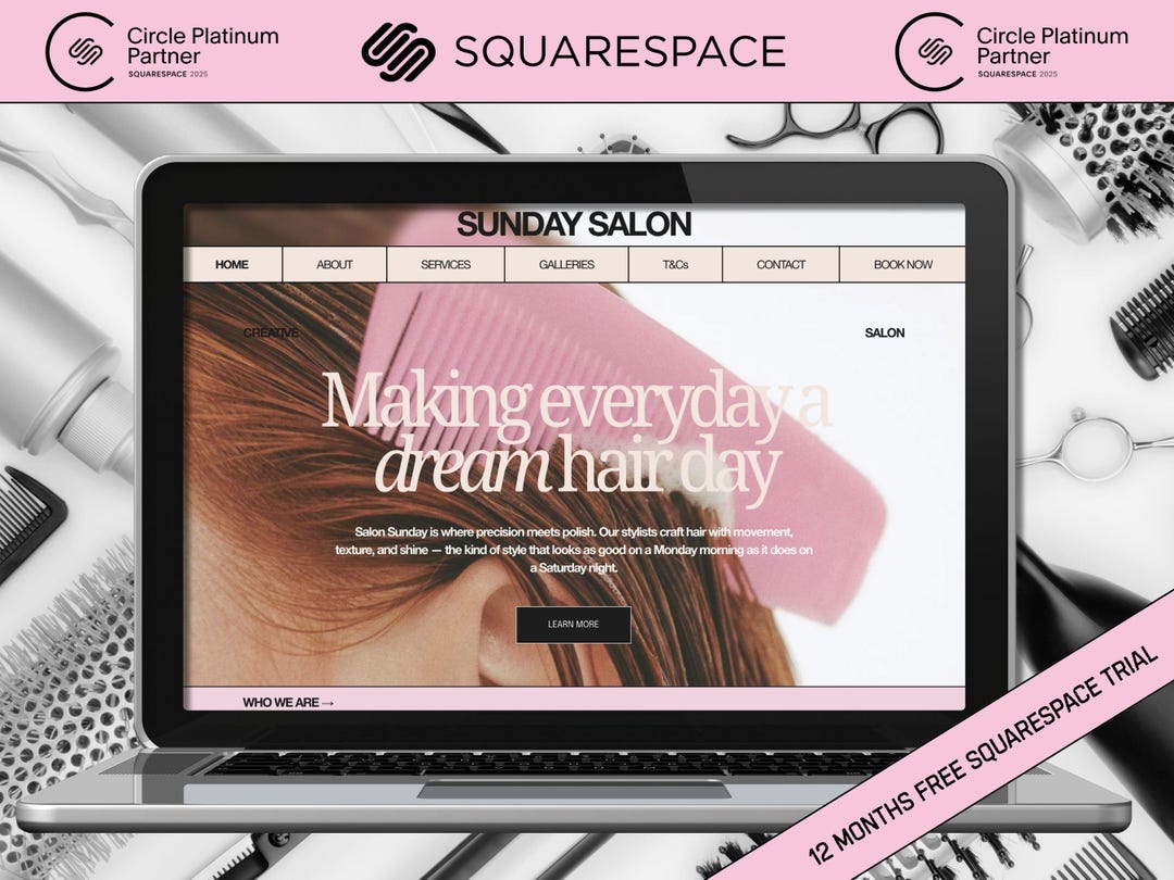 Squarespace Hair Salon Website, Wellness Website Template, Squarespace
