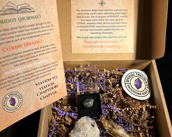Gemstone Collection Box- Peridot, Citrine and Moonstone | Station 6: Gemstone Beginnings