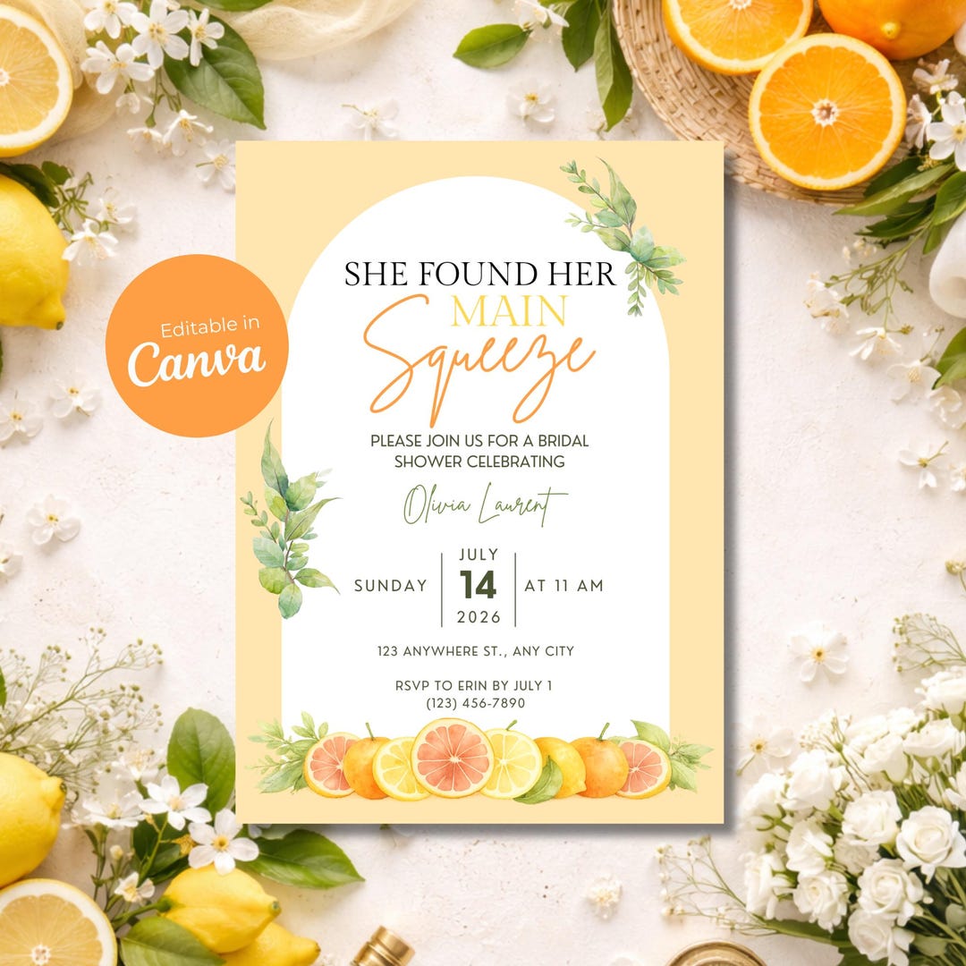 She Found Her Main Squeeze Bridal Shower Invitation | Citrus Bridal ...