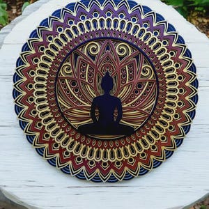 3D Lotus Buddha Mandala Wood Wall Art: Yoga & Meditation Decor