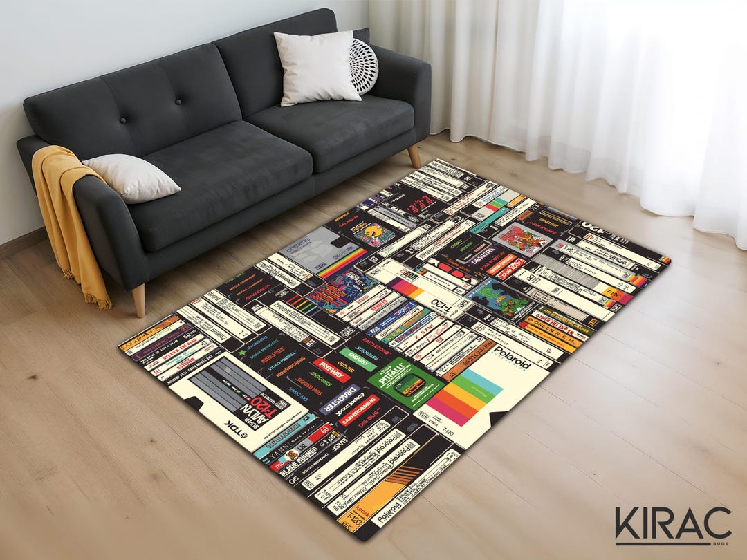 Retro Cassette Tape Printed Rug – Vintage Music Lover Area Carpet ...