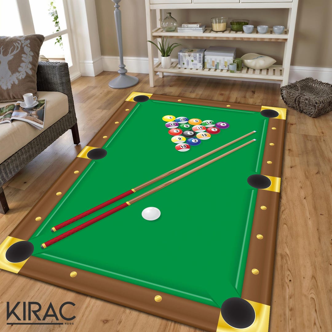 Billiard Table Rug, Pool Table Area Rug, Game Room Carpet, Bar Decor ...
