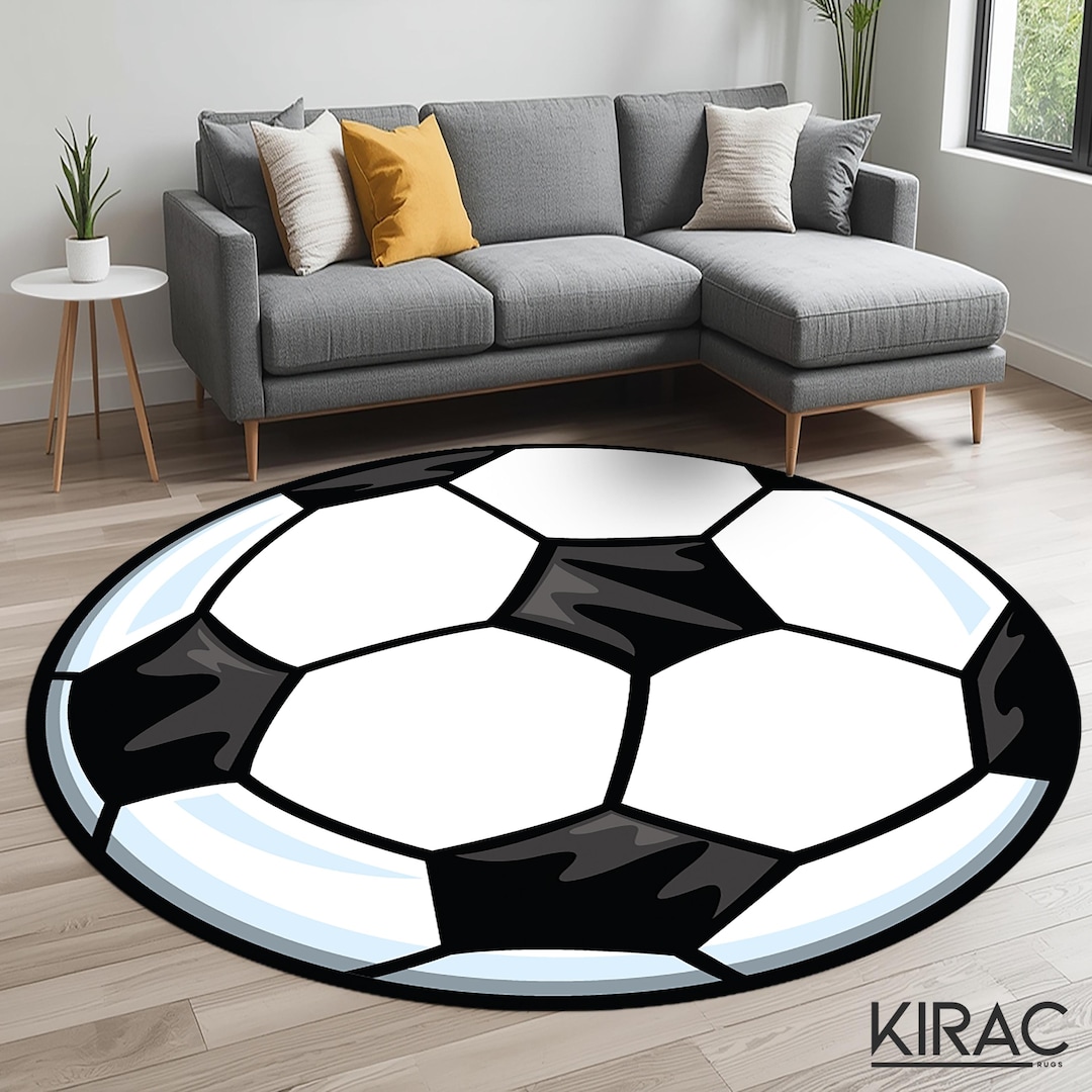Soccer Ball Round Rug – Sports Carpet for Kids Room, Game Zone, or ...