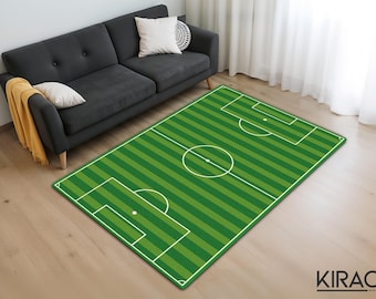 Alfombra de campo de fútbol, alfombra deportiva, alfombra para sala de juegos infantil, decoración para gamers, alfombra única para sala de estar, estilo moderno.
