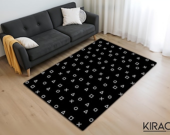 Game Console Buttons Rug, Video Game Area Rug, Gamer Room Carpet, Retro Gaming Decor, Unique Playroom Rug, Fun Gamer Style, Modern Design