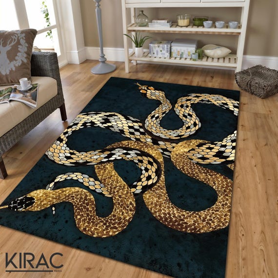 Modern Snake Rug, Serpent Pattern Carpet, Gothic Style Area Rug, Unique Statement Rug, Boho Living Room Carpet, Contemporary Home Decor