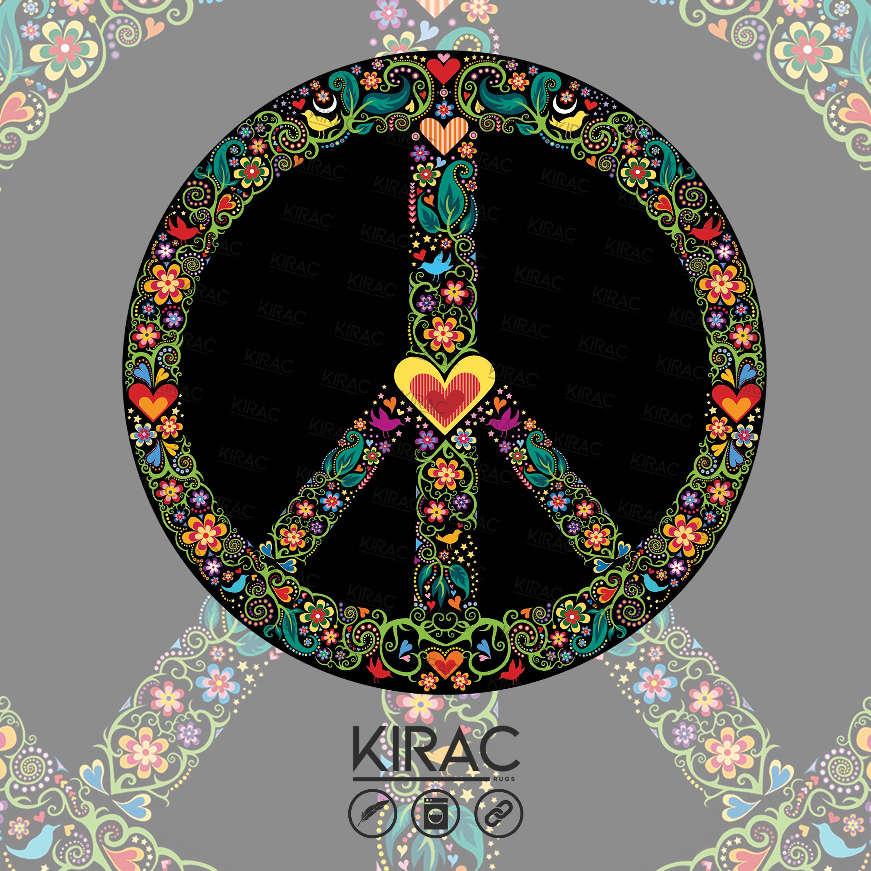 Peace Rug Resolution Colorful Peace Sign Round Rug – Boho Hippie Floral Carpet for Living ...