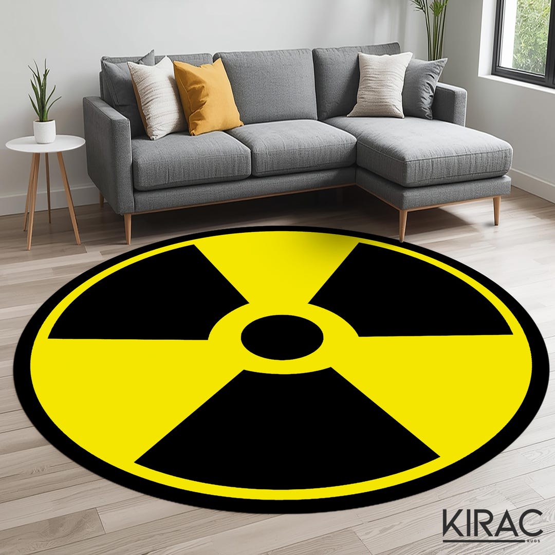 Caution Rug Biohazard Symbol Round Rug – Caution Sign Carpet for Gamer Room, Studio ...