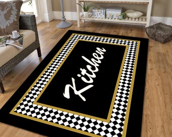 Kitchen Rug, Non Slip Area Rug, Modern Runner Carpet, Washable Kitchen Mat, Unique Home Decor, Durable Cooking Space Rug, Contemporary Style