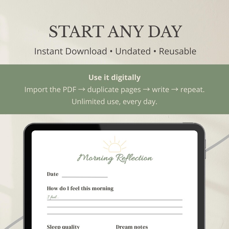 Morning Routine Planner Printable PDF | Daily Reflection Worksheet ...