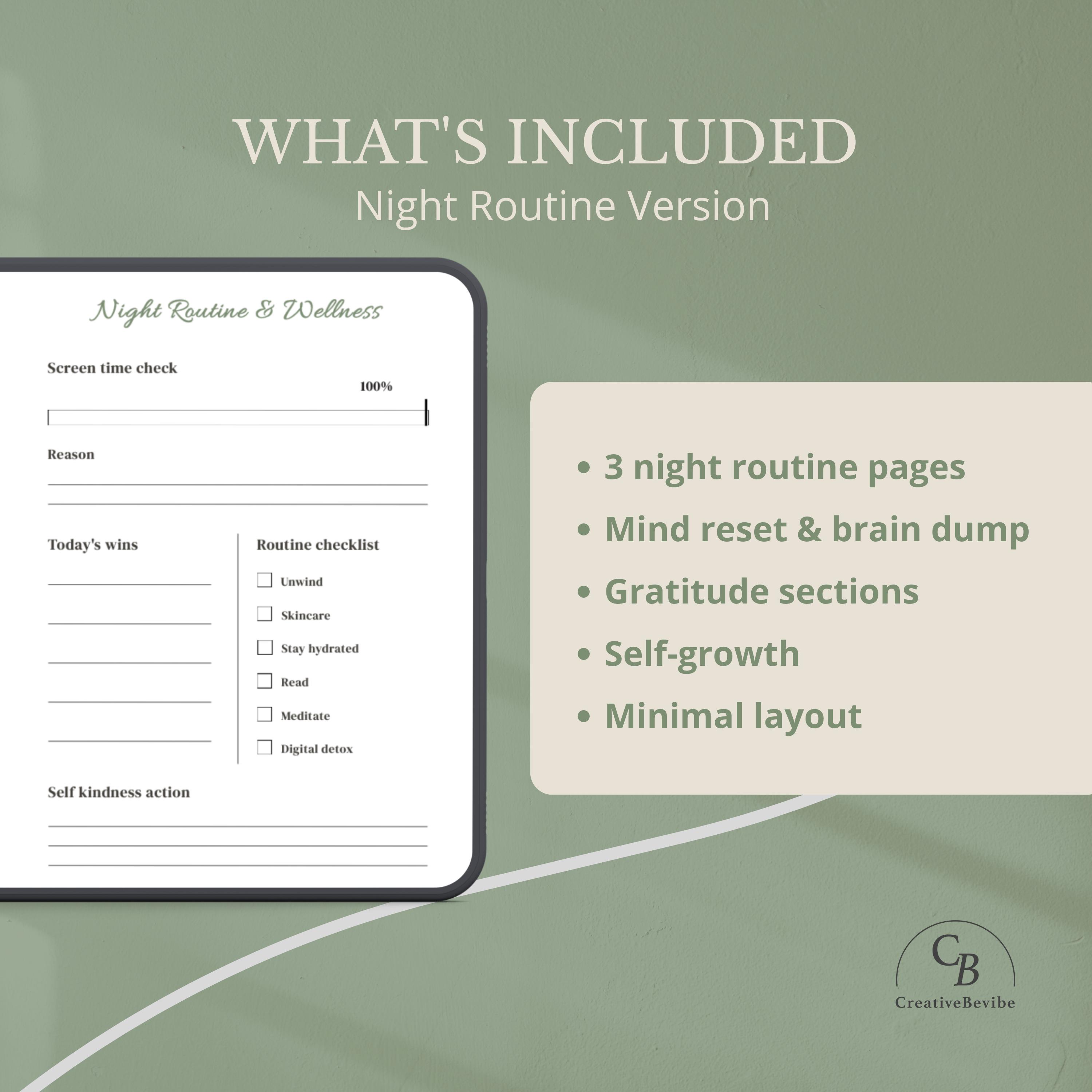 Daily Routine Planner Bundle Printable PDF | Morning & Night Planner ...