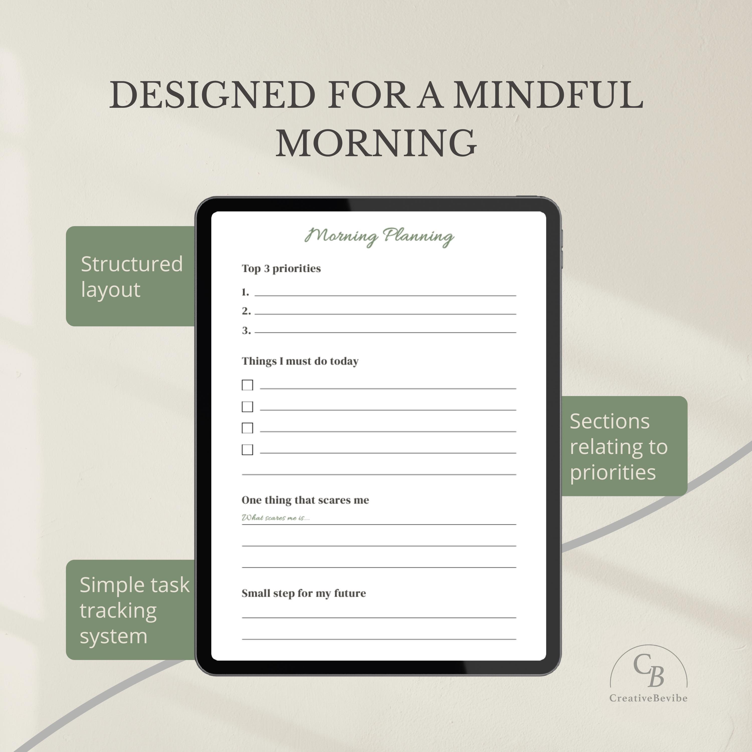 Morning Routine Planner Printable PDF | Daily Reflection Worksheet ...