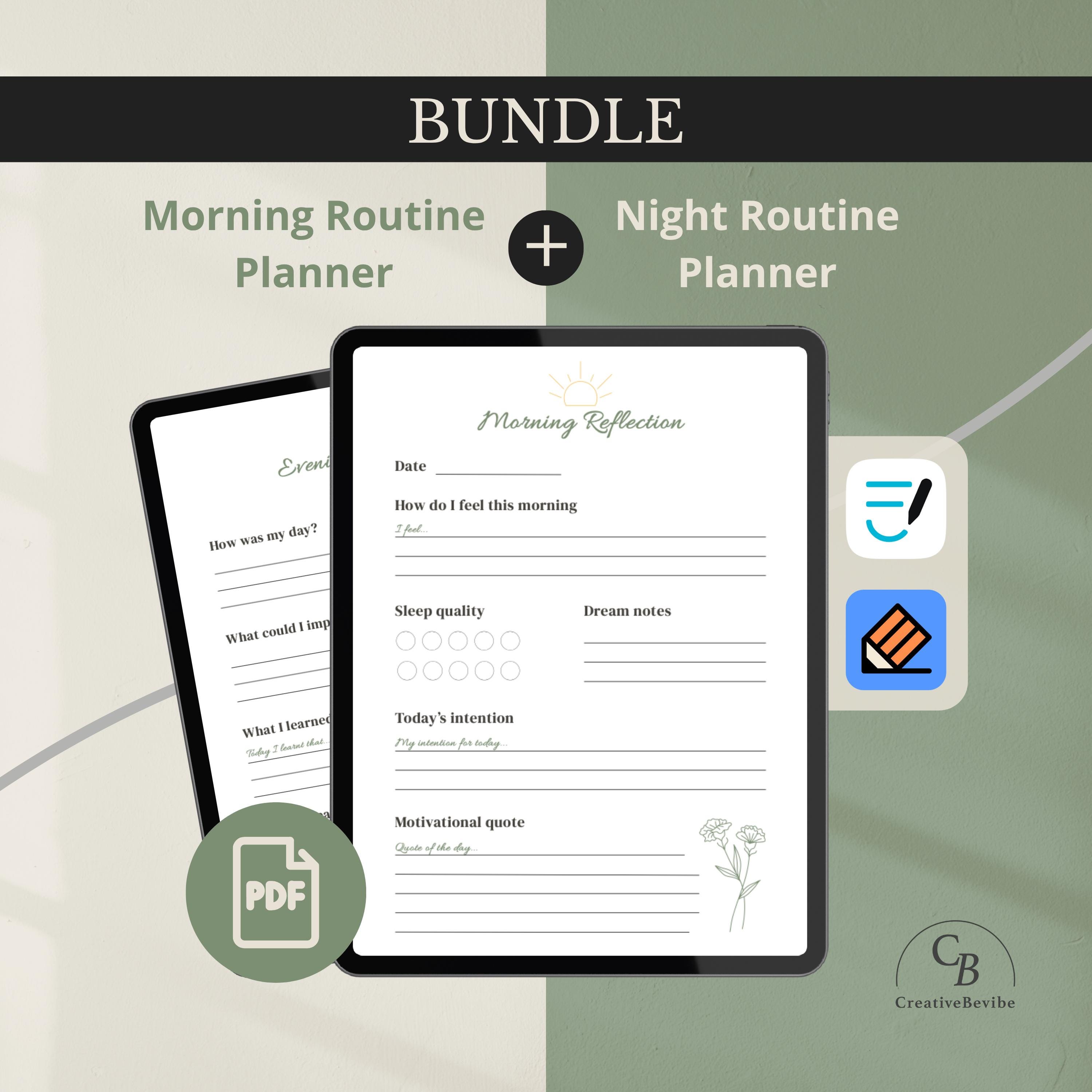 Daily Routine Planner Bundle Printable PDF | Morning & Night Planner ...