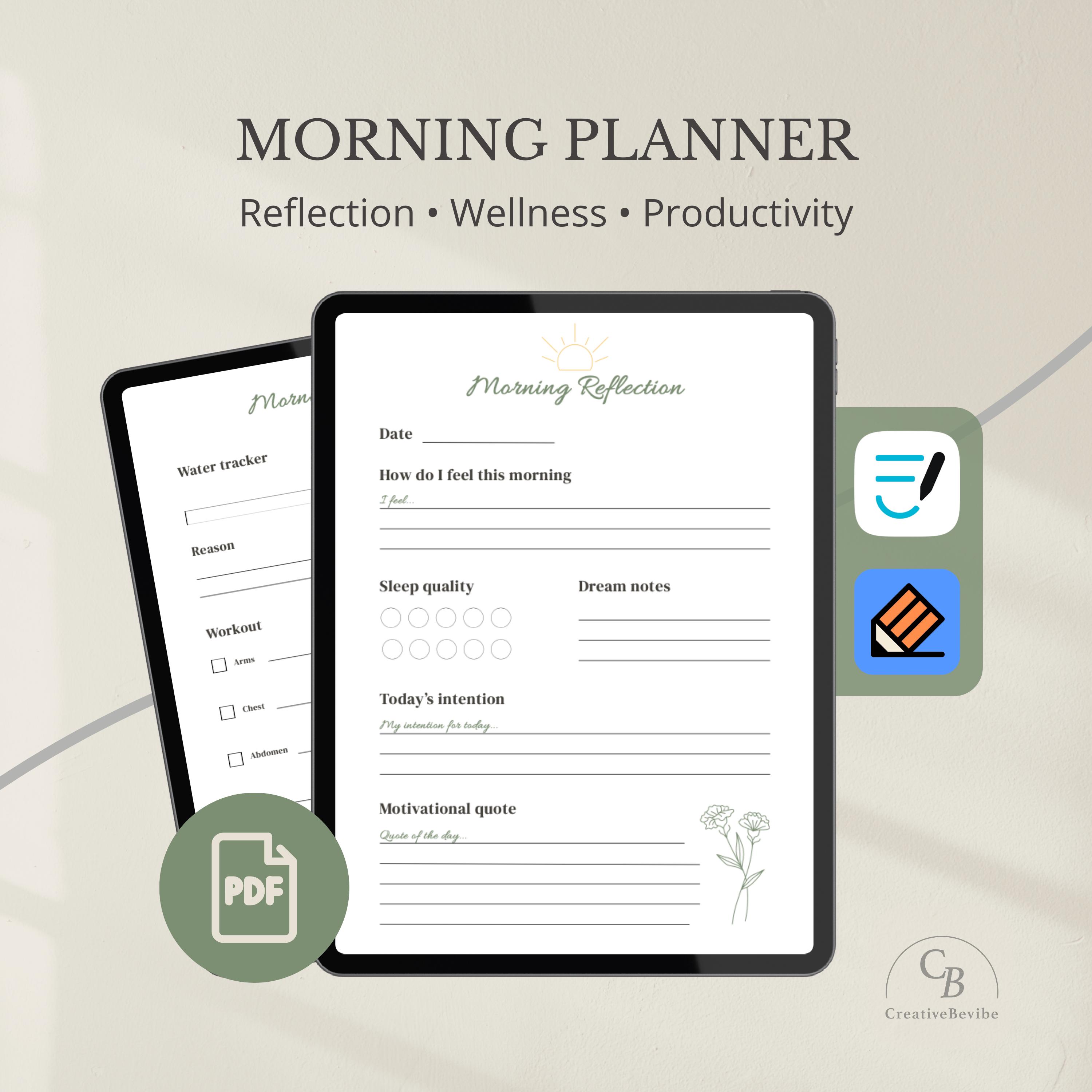 Reflection Routine Morning Routine Planner Printable PDF | Daily Reflection Worksheet ...