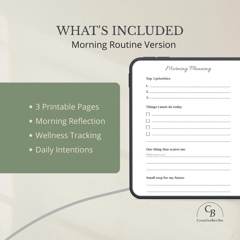 Mourning Routine Intentions Worksheet Daily Routine Planner Bundle Printable PDF | Morning & Night Planner ...