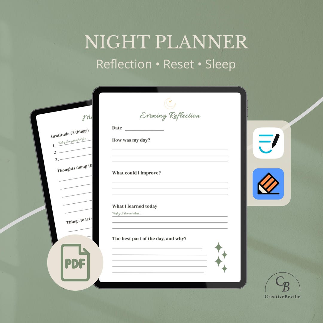 Creating A Night Time Routine Pdf Night Routine Planner Printable PDF | Mind Reset & Self Care Planner ...