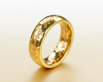 Anillo de Señor que brilla en la oscuridad - Anillo dorado con diseño especial