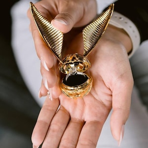 Unique Engagement Ring Box - Gold Ring box - Proposal Ring Box