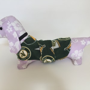 Oakland A's/Dog Coat/Double Fleece/Dachshund/Chiweenie/ Puppies/ Small/ 11 inches Long/ Adjustable Neck & Belly Closure/ USA Made/Ready Ship
