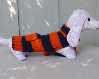 Denver Broncos/Chicago Bears/ Florida Gators/ Hand Knit Dog Sweater/ 17 inches Long/ Dachshund/ Chiweenie/ Washable/ USA Made/ Ready Ship