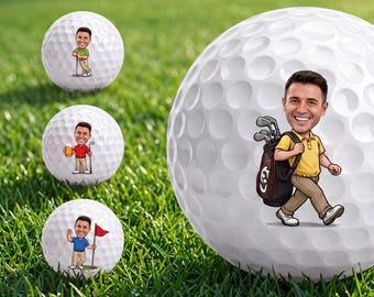 Custom Face Pack Of Three Golf Balls – Upload Your Photo Golf Ball – Personalized Golfer Gift