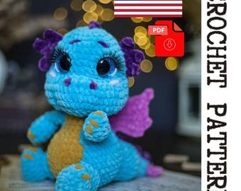 Plush Dragon Crochet Pattern - printable PDF A crocheted toy for games or the decor of your home.