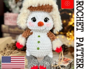 Plush Snowman Crochet Pattern - printable PDF
