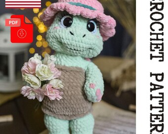 Plush Turtle Crochet Pattern - printable PDF A crocheted toy for games or the decor of your home.