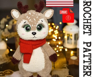 Plush Ollie fawn Crochet Pattern - printable PDF A crocheted toy for games or the decor of your home.