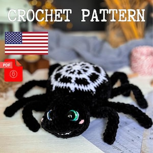 Plush Spider Crochet Pattern - printable PDF A crocheted toy for games or the decor of your home.