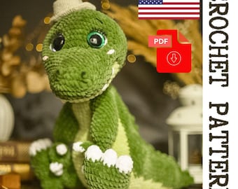 Plush Crocodile Crochet Pattern - printable PDF A crocheted toy for games or the decor of your home.