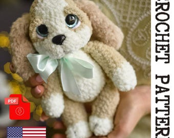 Plush Puppy Crochet Pattern - printable PDF A crocheted toy for games or the decor of your home.