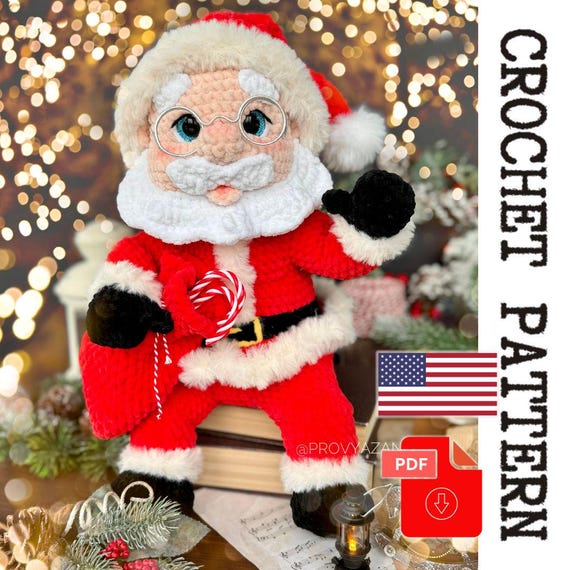 Plush Santa Claus Crochet Pattern - printable PDF