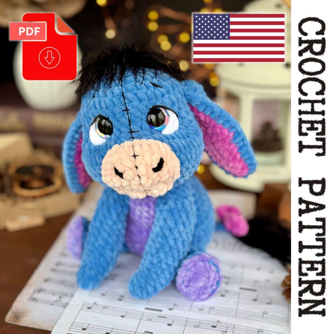 30 Donkey Crochet Patterns for Farm Animal Fans, Gifts, and Nursery Decor 30 Sad Donkey Home Decor Pattern