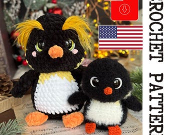Plush The golden-haired penguin Crochet Pattern - printable PDF