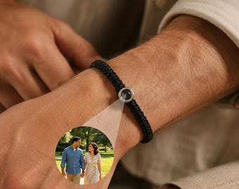 Custom Photo Projection Bracelet, Hidden Picture Gift for Dad Husband Boyfriend