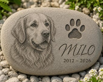 Personalized Dog Memorial Garden Stone, Custom Cat Grave Marker, Pet Loss Keepsake