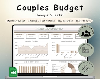 Couples Budget Planner Monthly Family Budget Template Google Sheets Annual Shared Budget Biweekly Expense Tracker Bill Tracker Spreadsheet