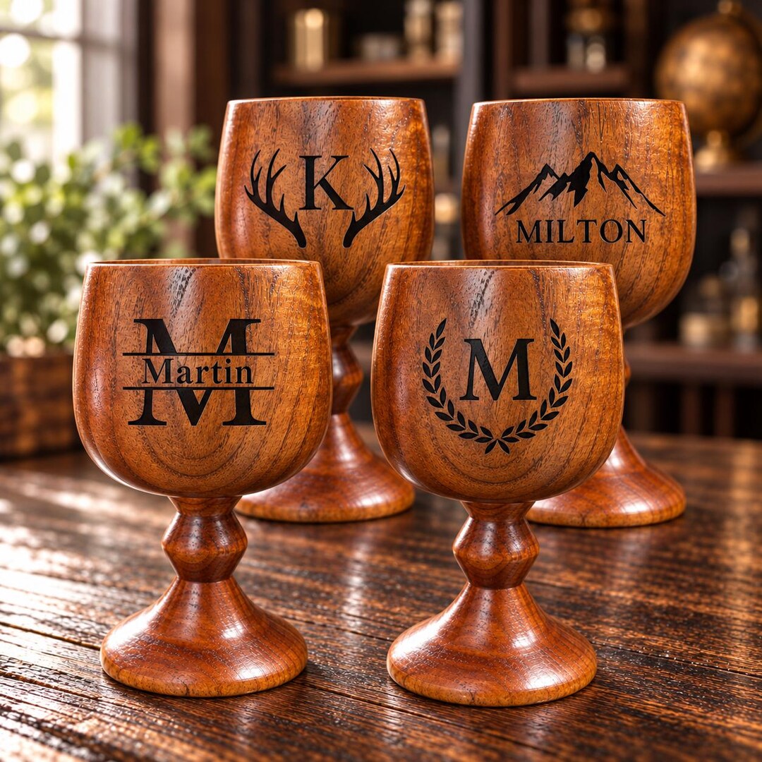 Custom Engraved Wooden Wine Glass – Japanese Style Wood Goblet ...