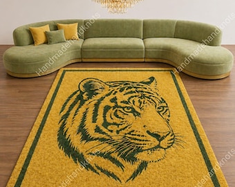 Tiger Tufted Rug, Luxury Animal Print Area Rug, Modern Statement Carpet, Bold Designer Rug for Living Room Decor Handmade
