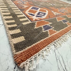 Handknuten Oushak-matta i ull, kamelbrun matta i vintage-turkisk stil