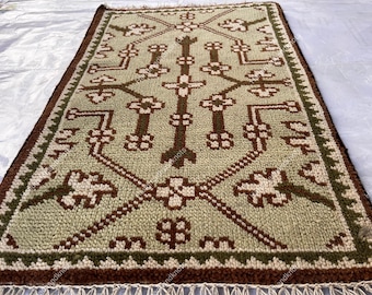 Hand Knotted Wool Rug | Tribal Geometric Pattern | Vintage Boho Area Rug, 8x10 Rug