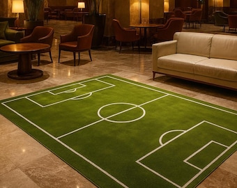 Alfombra de lana para campo de fútbol hecha a mano, decoración deportiva para niños