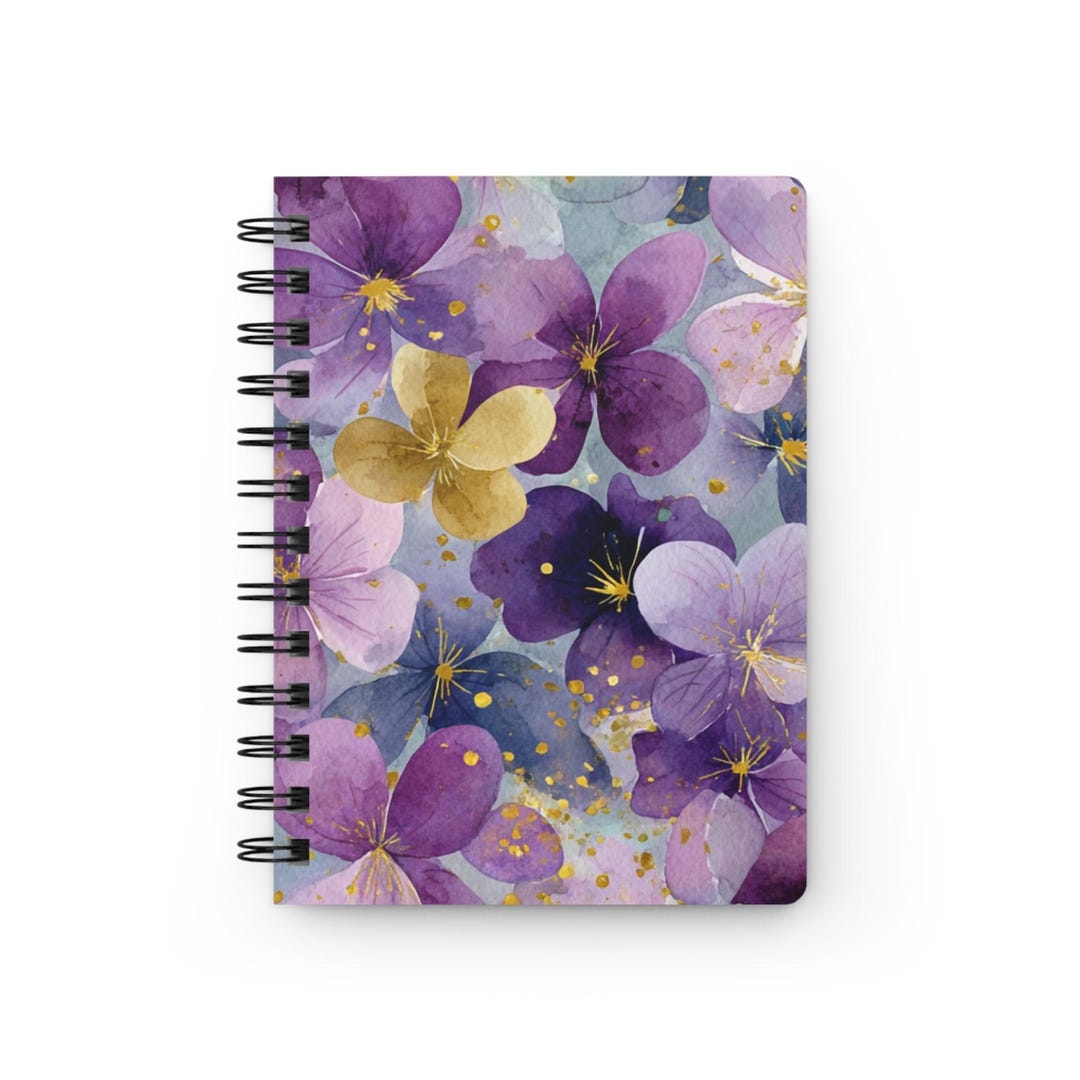 Purple Watercolor Violets Spiral Bound Journal | Floral Notebook - Etsy