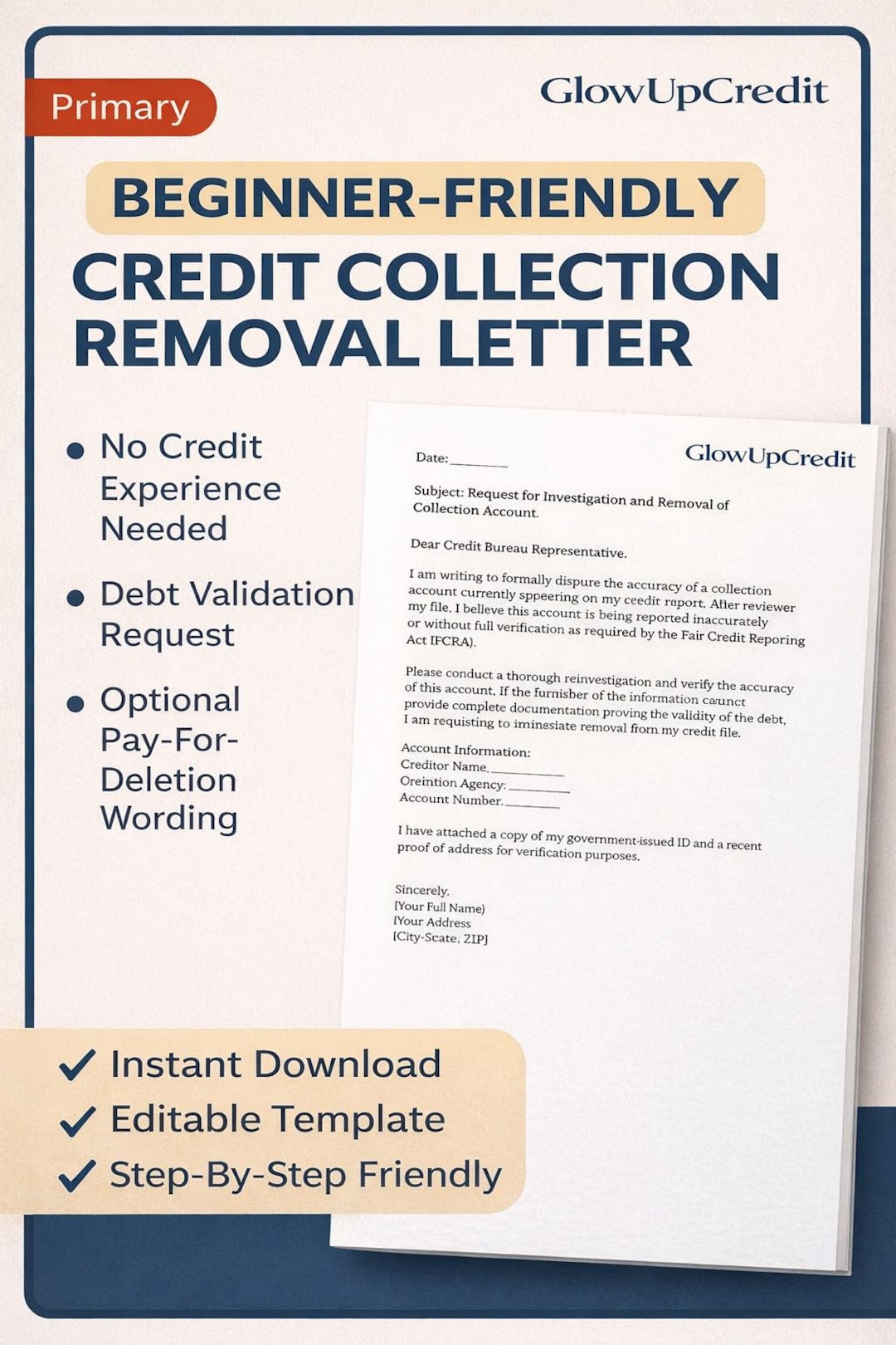 Beginner Credit Collection Removal Letter Template Debt Validation