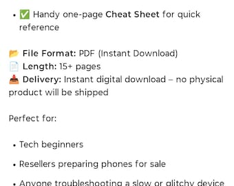 Werks-Reset Android Handys Schritt-für-Schritt PDF Anleitung Sofortiger Download