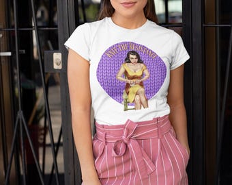 Knit the Resistance Feminist Shirt Retro Knitting Graphic Tee, Protest Craftivist T Shirt, Vintage Style Womens Rights Top