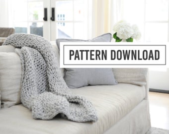 KNITTING PATTERN: Blanket Pattern, Blankets and Throws, Chunky Knit Blanket, Chunky Knit Throw, Chunky Blanket Pattern,Knit Blanket Pattern